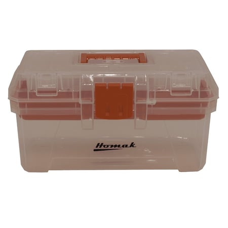 Homak 12in Plastic Transparent Toolbox w/ Tray TP00112055